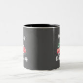 Tasse 2 Couleurs Camion rouge et arbre | Gray Joyeux Noël (Centre)