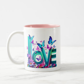 Tasse 2 Couleurs Camiseta Vibrant Love and Butterflies – Colorful F