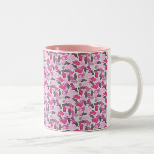 Tasse 2 Couleurs Camouflage animal Silhouette rose (Droit)