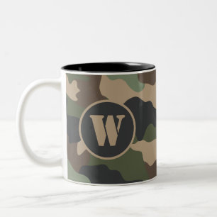 Tasse 2 Couleurs Camouflage de Woodland Camo Kaki Tan Black Monogra