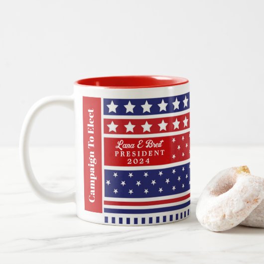 Tasse 2 Couleurs Campagne pour élire Lana E Breit Présidente 2024 (Avec donut)