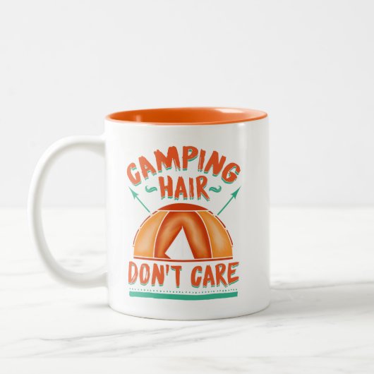 Tasse 2 Couleurs Camping Cheveux Ne vous souciez pas Drôle Aventure (Gauche)