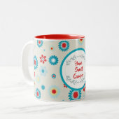 Tasse 2 Couleurs Camping rouge et Turquoise rétro (Devant gauche)
