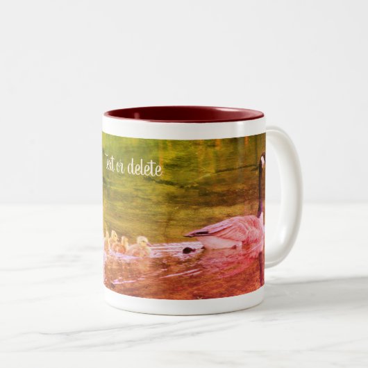 Tasse 2 Couleurs Canada Goose Family Nature Art Personnalisé (Devant droit)