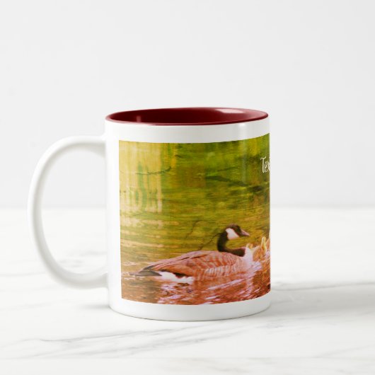Tasse 2 Couleurs Canada Goose Family Nature Art Personnalisé (Gauche)
