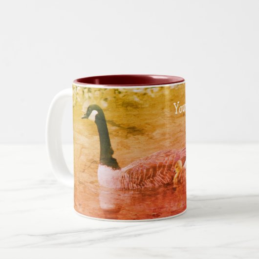 Tasse 2 Couleurs Canada Goose Mom Babies Faune Art personnalisé (Devant gauche)