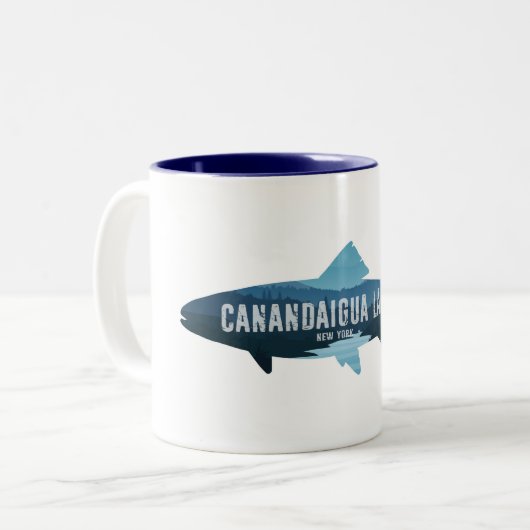 Tasse 2 Couleurs Canandaigua Lake New York Fish (Devant gauche)