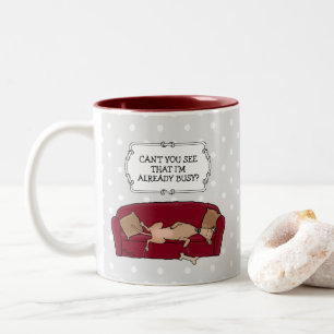 Tasse 2 Couleurs Canapé Greyhound (fawn) Chien Lazy Dormir Drôle