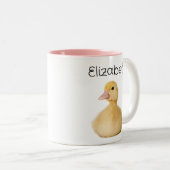 Tasse 2 Couleurs Canard mignon nom personnalisé (Devant droit)