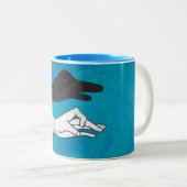 Tasse 2 Couleurs Canard noir sur bleu (Devant droit)