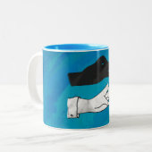 Tasse 2 Couleurs Canard noir sur bleu (Devant gauche)