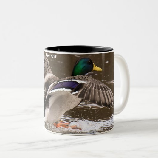 Tasse 2 Couleurs Canards colverts en vol (Devant droit)