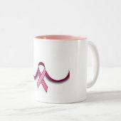 Tasse 2 Couleurs Cancer du sein rose de ruban (Devant droit)