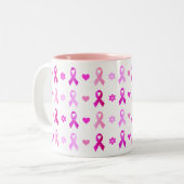 Tasse 2 Couleurs Cancer du sein Ruban rose (Devant gauche)
