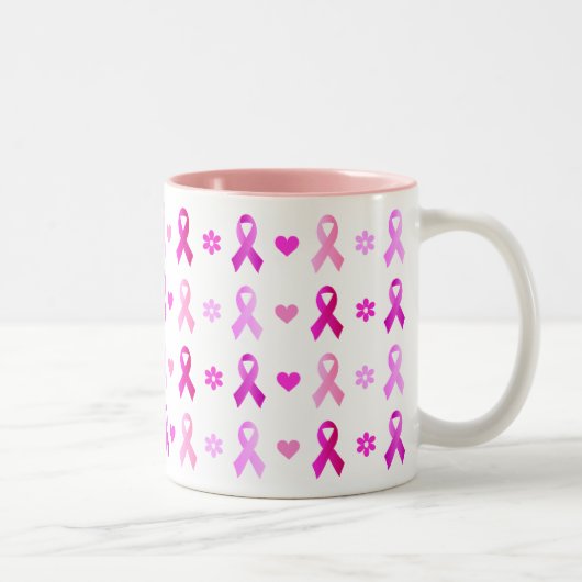 Tasse 2 Couleurs Cancer du sein Ruban rose (Droit)