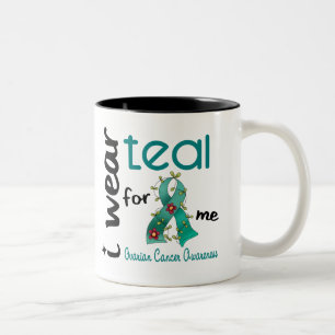 Tasse 2 Couleurs Cancer ovarien JE PORTE TEAL POUR MOI 43