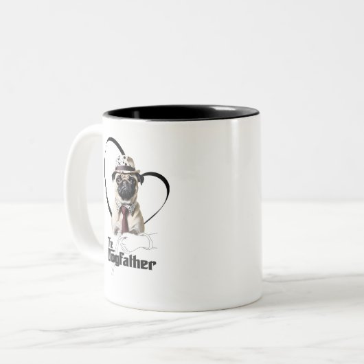 Tasse 2 Couleurs Caneca Pug - The Dogfather (Devant gauche)