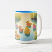 Tasse 2 Couleurs Canetons dans un étang (Devant droit)