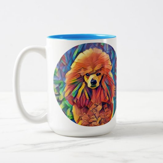 Tasse 2 Couleurs Caniche en verre souillé (Gauche)