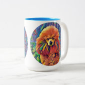 Tasse 2 Couleurs Caniche en verre souillé (Devant droit)