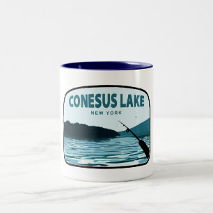Tasse 2 Couleurs Canne à pêche du lac Conesus New York