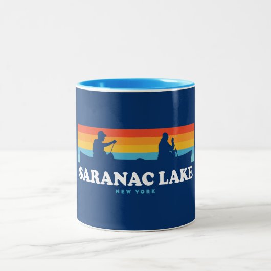 Tasse 2 Couleurs Canot Saranac Lake New York (Centre)