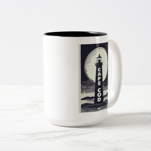Tasse 2 Couleurs Cape Cod Massachusetts Phare Lune (Devant droit)