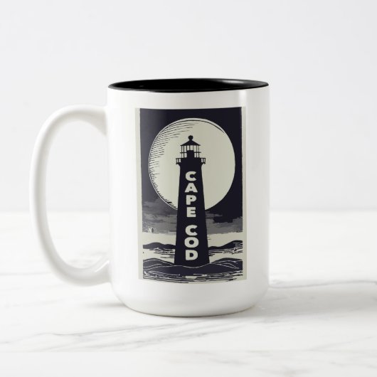 Tasse 2 Couleurs Cape Cod Massachusetts Phare Lune (Gauche)