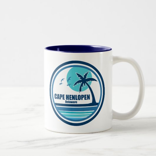 Tasse 2 Couleurs Cape Henlopen Delaware Palm Tree Birds (Droit)