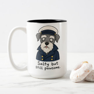 Tasse 2 Couleurs Capitaine Schnauzer drôle Salé Mais Pawsome
