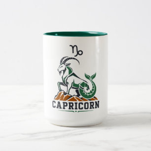 Tasse 2 Couleurs Capricorne Bouc de Mer Vert Charbon Art