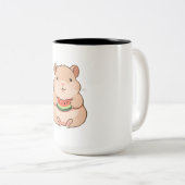 Tasse 2 Couleurs Capybara Chibi Mignon Mangeant une Tranche de Past (Devant droit)