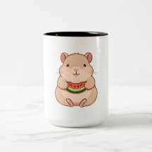 Capybara Chibi Mignon Mangeant une Tranche de Past