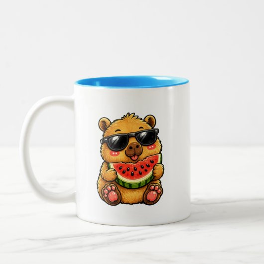 Tasse 2 Couleurs Capybara Cool Pastèque Été (Gauche)