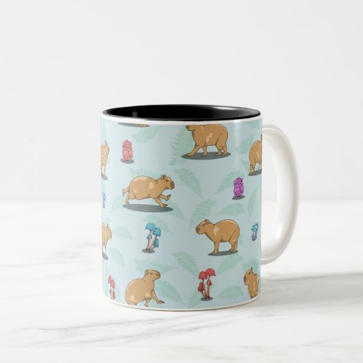 Tasse 2 Couleurs Capybara et mushroom pattern (Devant droit)