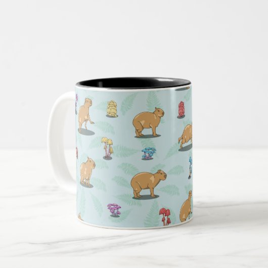 Tasse 2 Couleurs Capybara et mushroom pattern (Devant gauche)