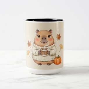 Tasse 2 Couleurs Capybara Kawaii Cozy de l'Automne Latte aux Épices