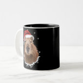 Tasse 2 Couleurs Capybara Noël drôle  (Devant gauche)