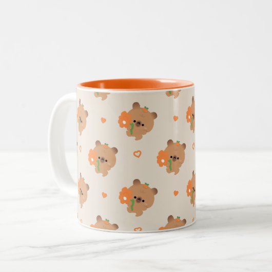 Tasse 2 Couleurs Capybara Romantique Mignon (Devant gauche)