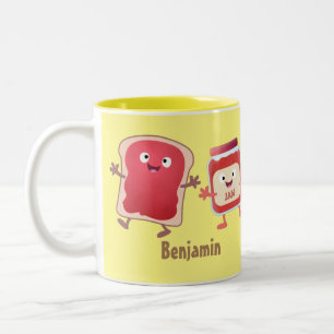 Tasse 2 Couleurs Caractères de dessins animés sur le pain et la con