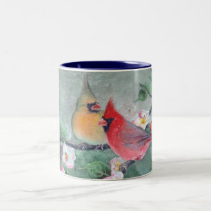 Tasse 2 Couleurs CARDINAUX et FLEURS d'APPLE par SHARON SHARPE