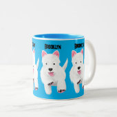 Tasse 2 Couleurs Caricature blanche de terrier de l'ouest (Devant droit)