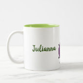 Tasse 2 Couleurs Caricature d'aubergine joyeux (Gauche)