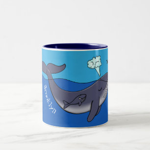 Tasse 2 Couleurs Caricature de baleine mignonne et de baleine de ve