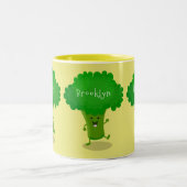Tasse 2 Couleurs Caricature de brocoli dansant Cute kawaii (Centre)