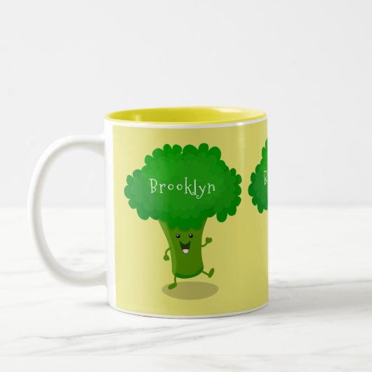 Tasse 2 Couleurs Caricature de brocoli dansant Cute kawaii (Gauche)