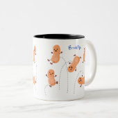 Tasse 2 Couleurs Caricature de cacahuètes joyeux sautillant (Devant droit)