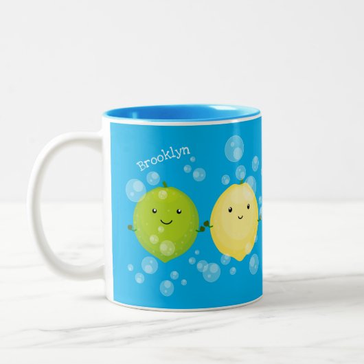 Tasse 2 Couleurs Caricature de chaux de citron joyeux (Gauche)