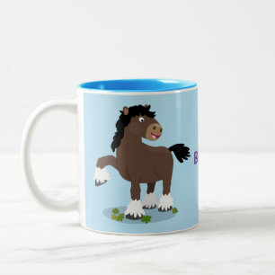 Tasse 2 Couleurs Caricature de cheval de trait de Cute Clydesdale