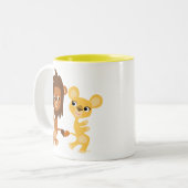 Tasse 2 Couleurs Caricature de danse mignonne Lions (Devant gauche)